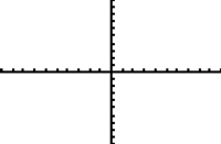 A blank Cartesian coordinate system with clearly defined horizontal x-axis and vertical y-axis, both featuring small tick marks along their lengths. The two axes intersect at the origin, dividing the plane into four quadrants.