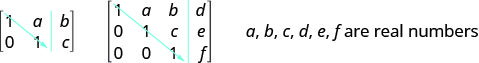 Figure shows two matrices. The one on the left has the numbers minus 3, minus 2 and 2 in the first row and the numbers minus 1, 4 and 5 in the second row. The rows and columns are enclosed within brackets. Thus, it has 2 rows and 3 columns. It is labeled 2 cross 3 or 2 by 3 matrix. The matrix on the right is similar but with 3 rows and 4 columns. It is labeled 3 by 4 matrix.