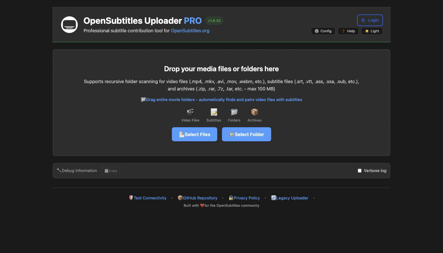 Screenshot of OpenSubtitles_Uploader_PRO