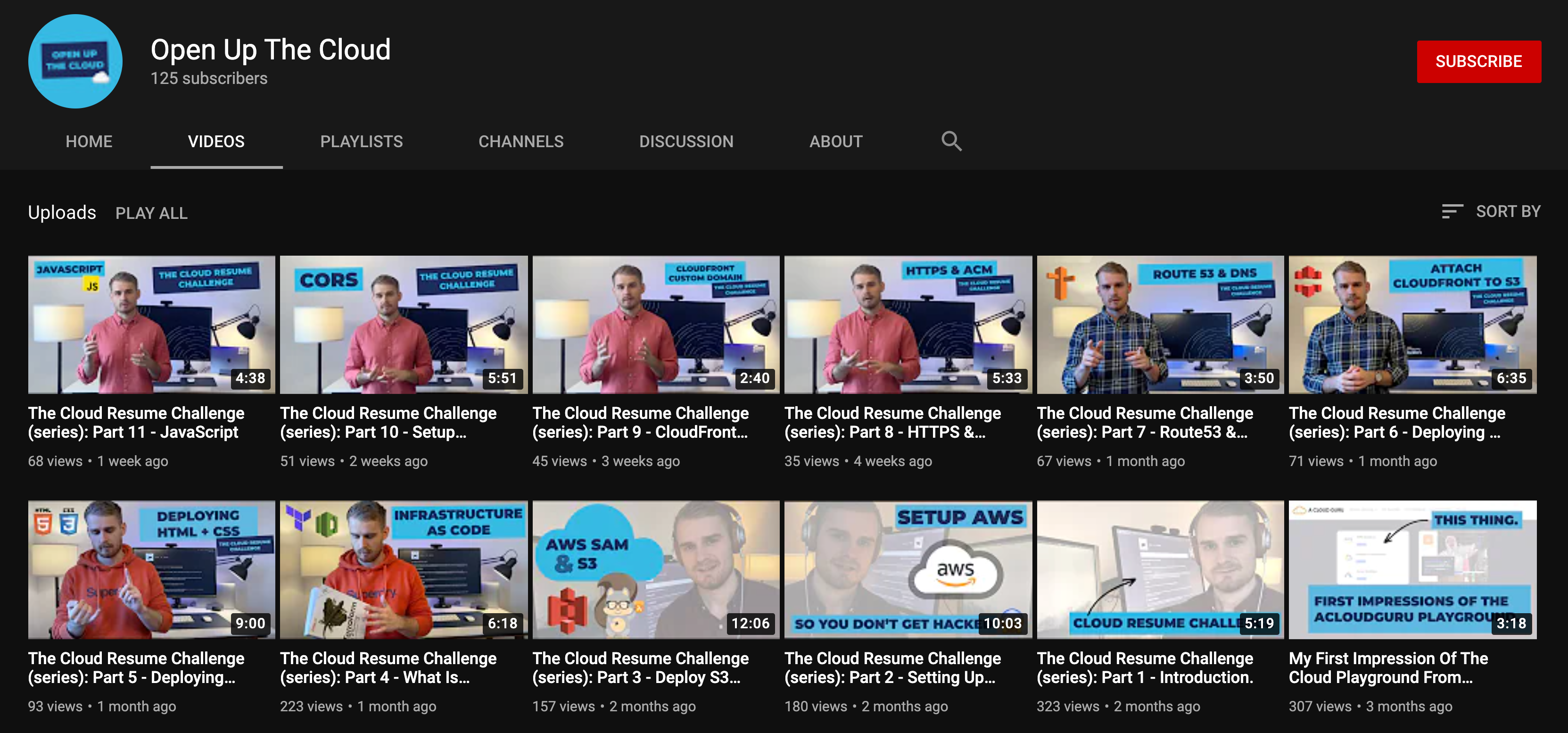 youtube channel screenshot