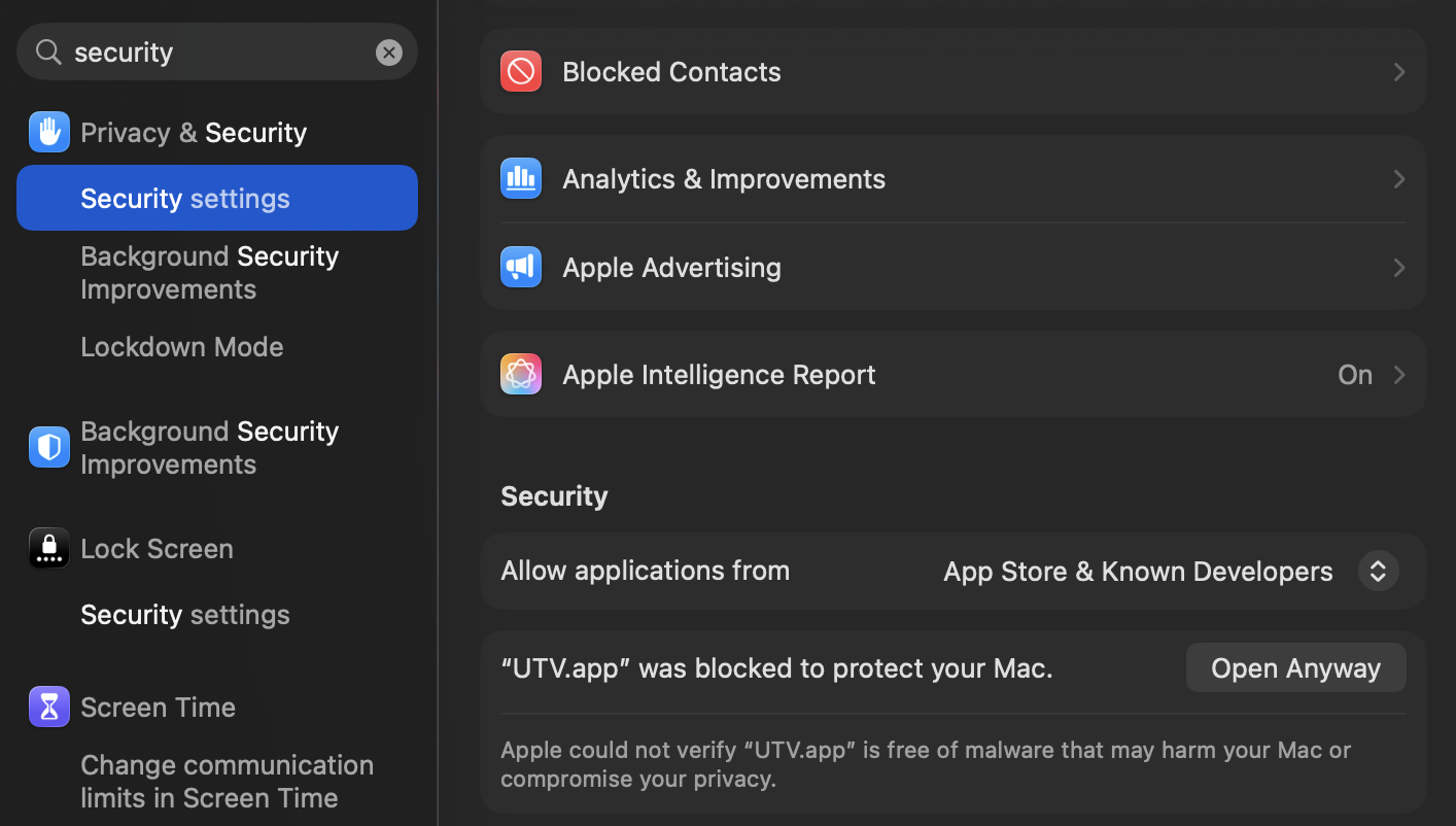 macOS Security Open Anyway