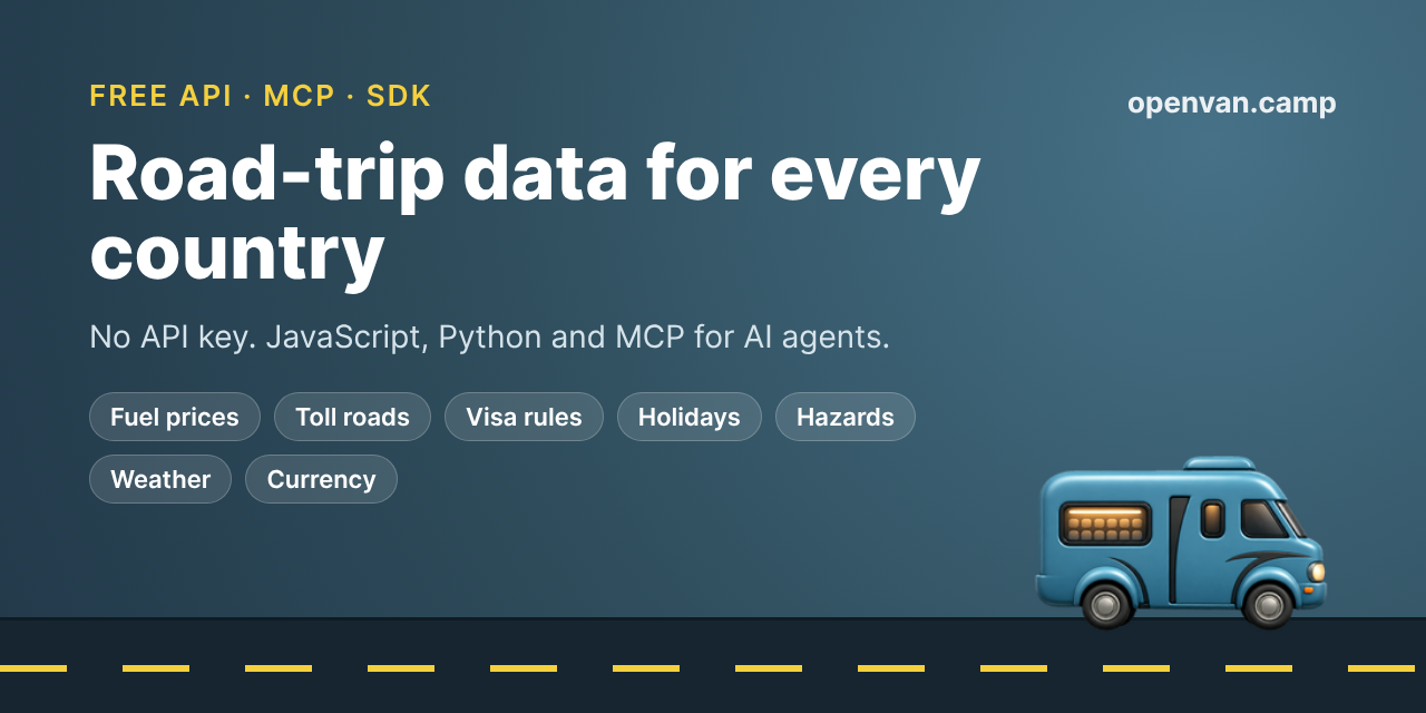 OpenVan.camp — free road-trip data API for every country