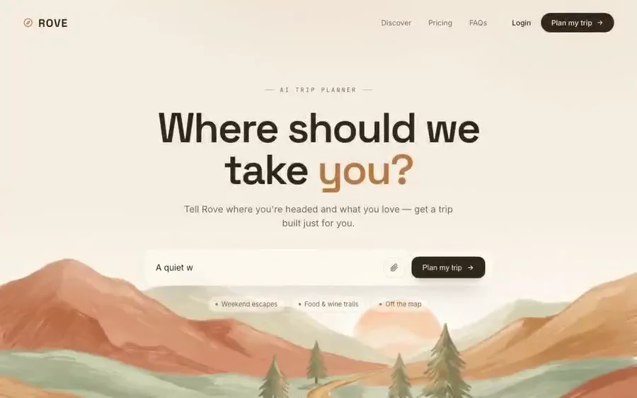 Rove — travel AI hero