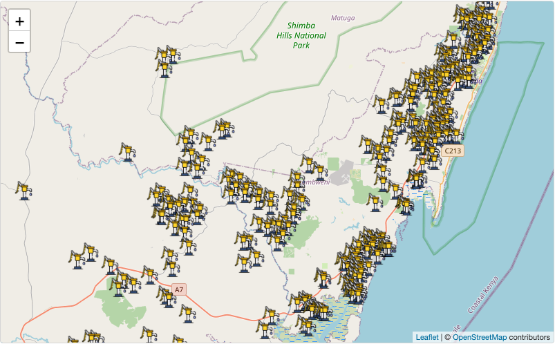 Screenshot of hand pump location map
