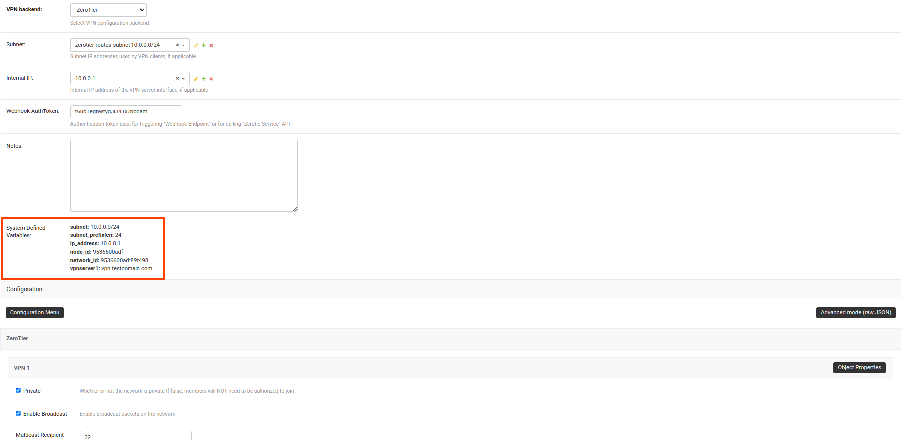 ZeroTier VPN server configuration example 5