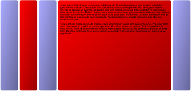 a simple web site interface with 5 columns. one column is expanded wider than the others, with text shown inside it