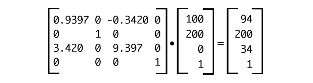 Finding the matrix product of a y-axis rotation and a z-axis scaling transform