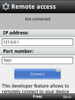 The Dragonfly configuration dialogue on S60