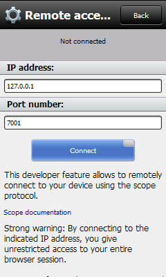 The Dragonfly configuration dialogue on Windows Mobile