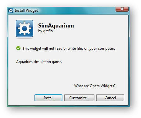 The Widget installation dialog box for Windows