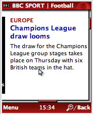 portion of BBC web site zooomed in on, in Opera Mini 4