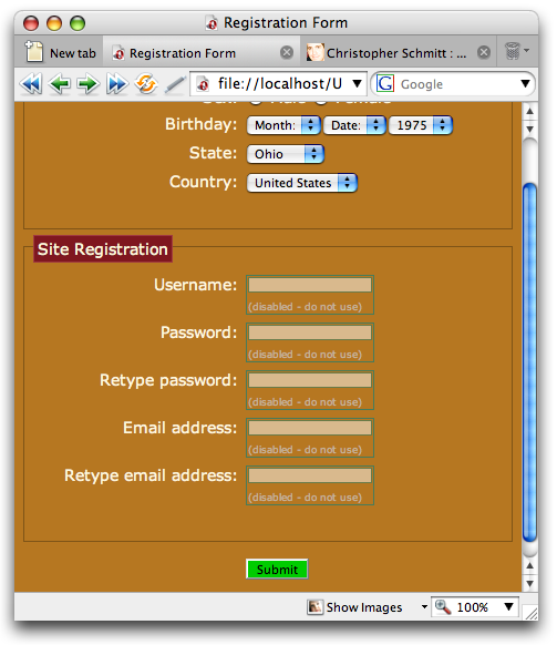Adding labels to make it clearer that the form elements are disabled