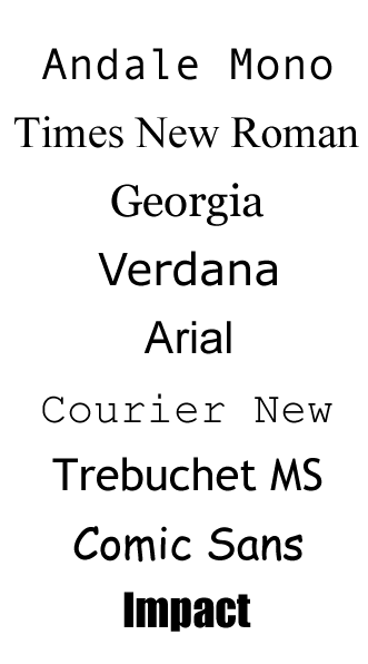 commonly available web fonts