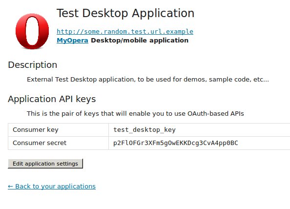 screenshot showing what it looks like when you receive your consumer key and consumer secret