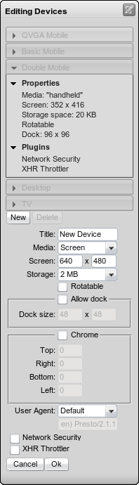 The panel for adding devices