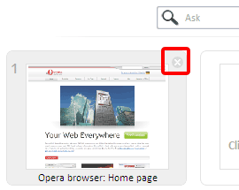 Speed dial thumbnail close button skin