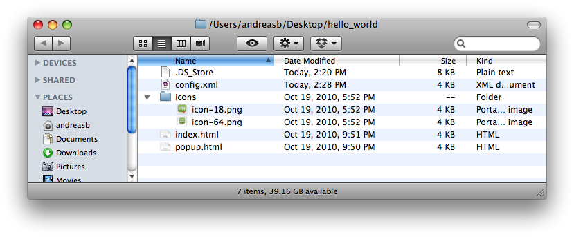 extension folder structure