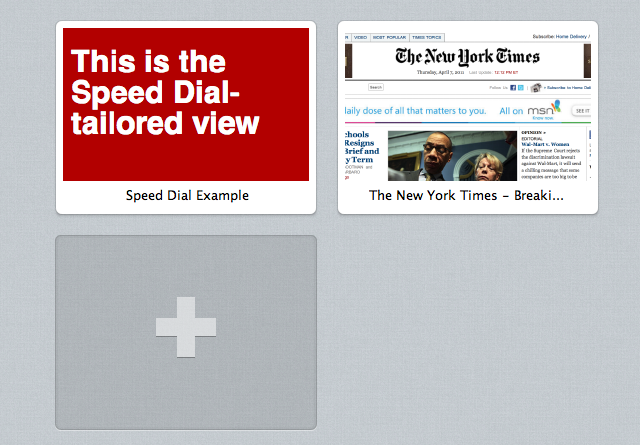The Speed Dial screen in Opera 11.10
