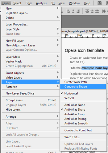 Make a vector shape of your text layer to fine tune the icon shape