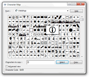 Webdings in Windows 7