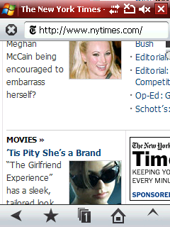 Screenshot of the Opera Mobile 9.7 user interface