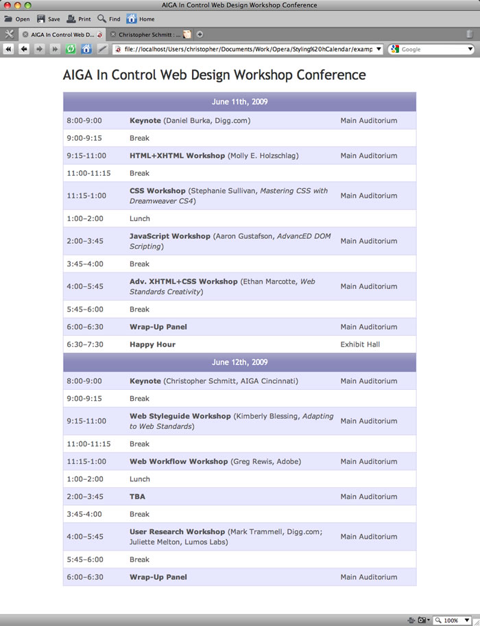 table cells are striped