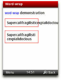 Word-wrap demo on Opera Mobile 10 beta 2