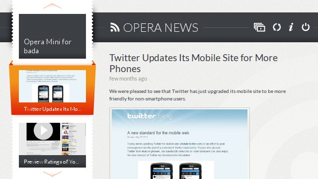 Screenshot showing the RSS reader TV app in use.