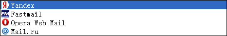 Webmail providers list in the original Opera