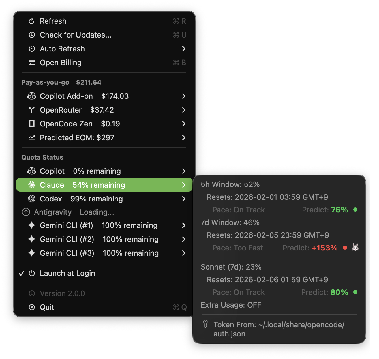 opencode-bar — скриншот 2
