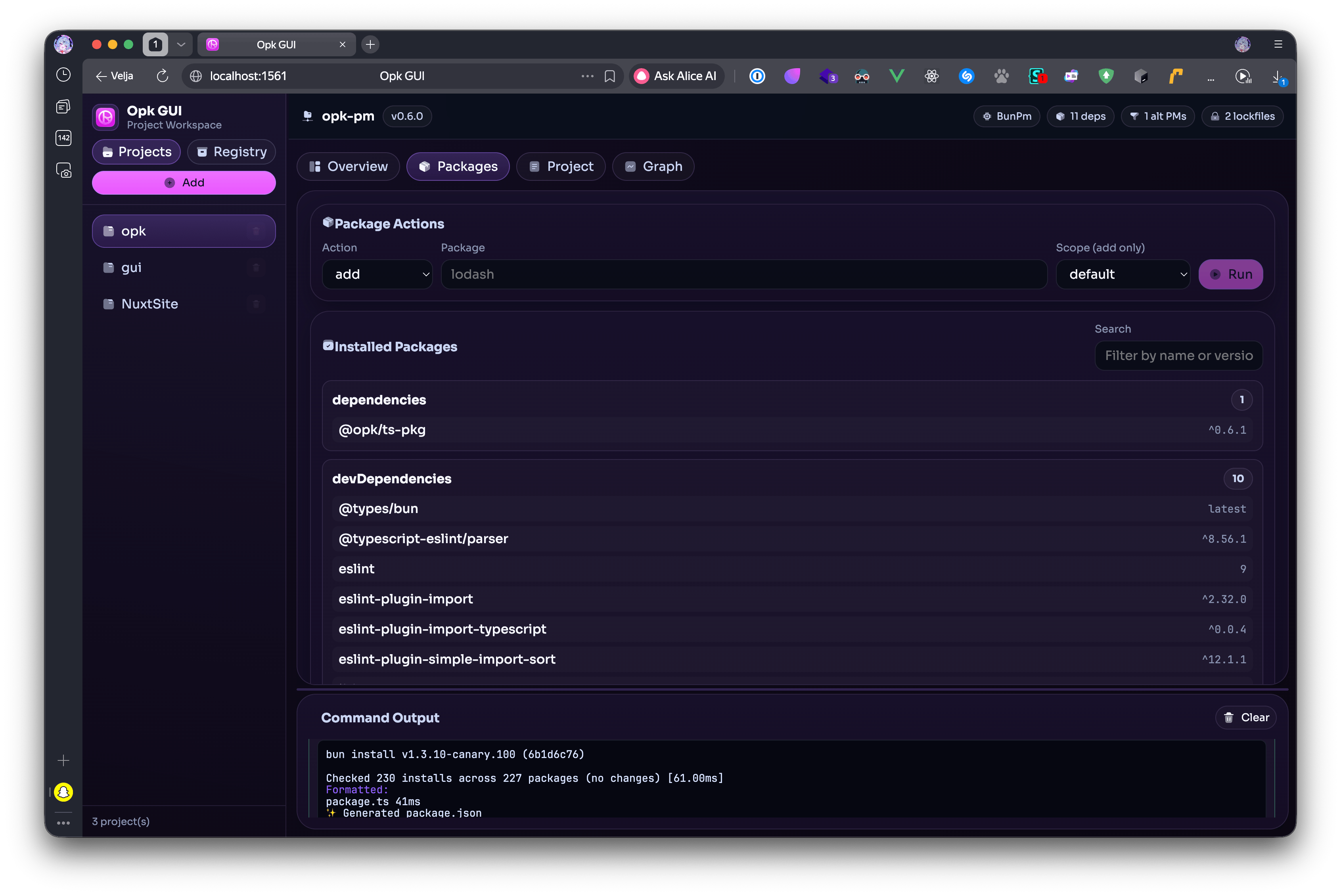 Opk GUI