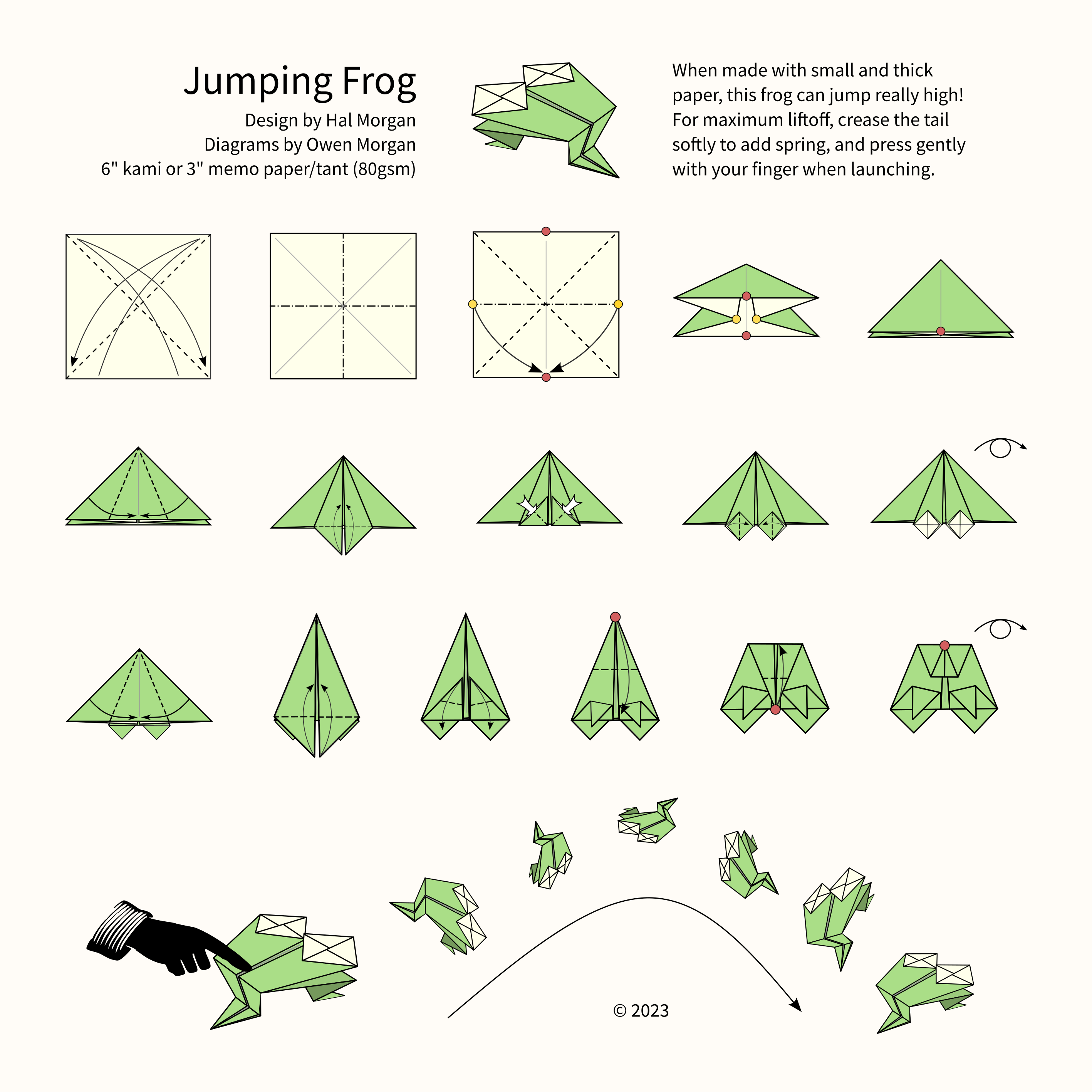 Origami jumping frog diagrams