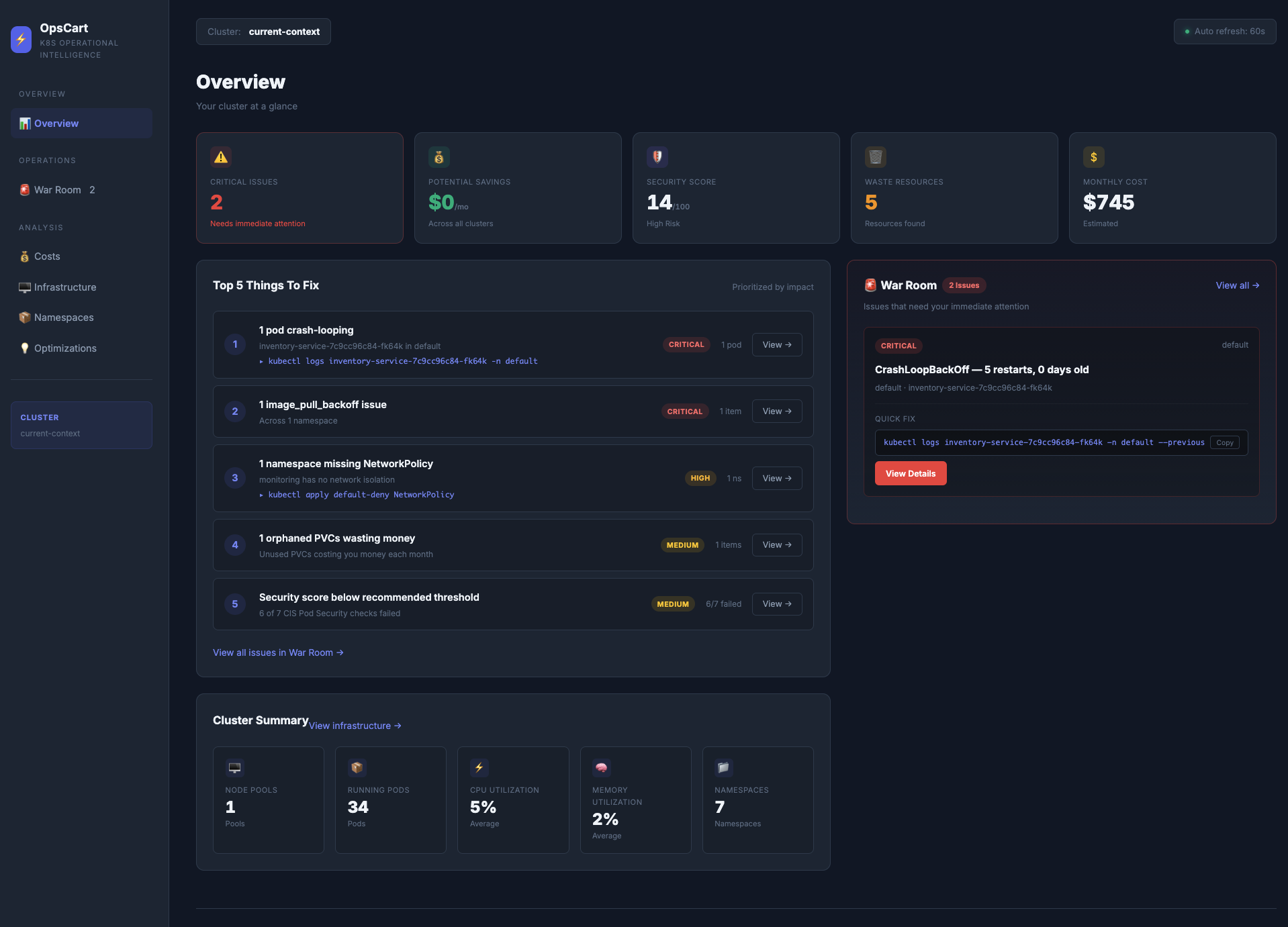 OpsCart Watcher Dashboard