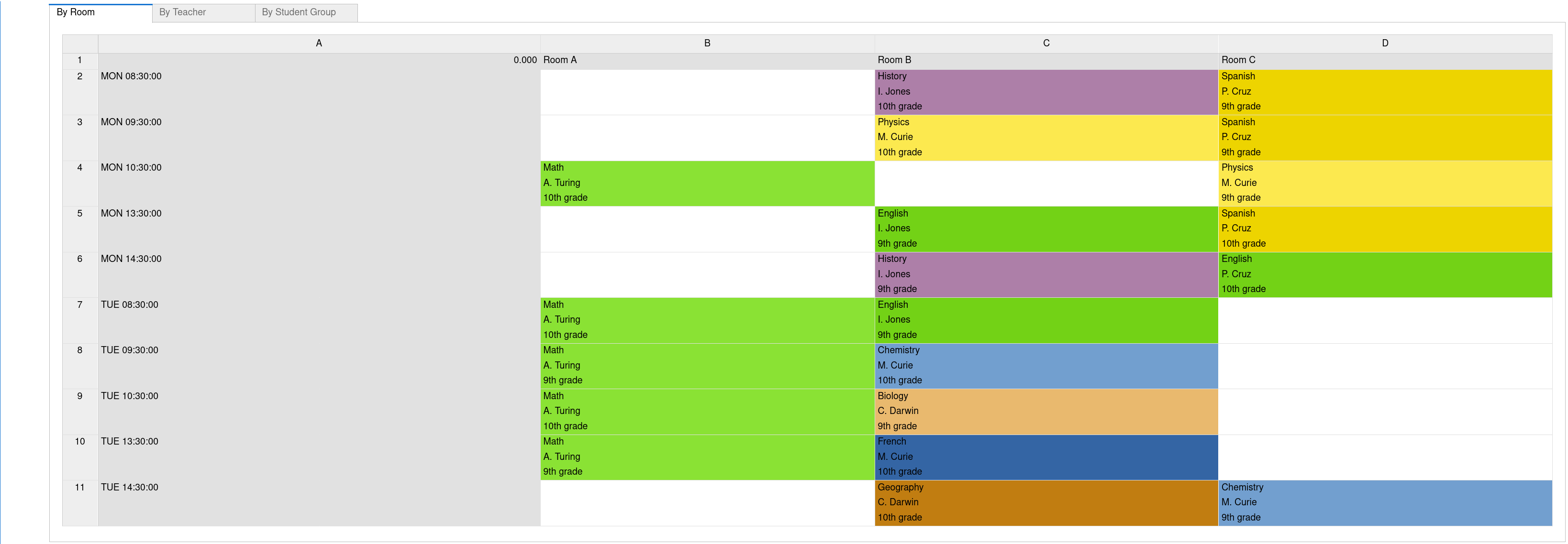 school timetabling screenshot