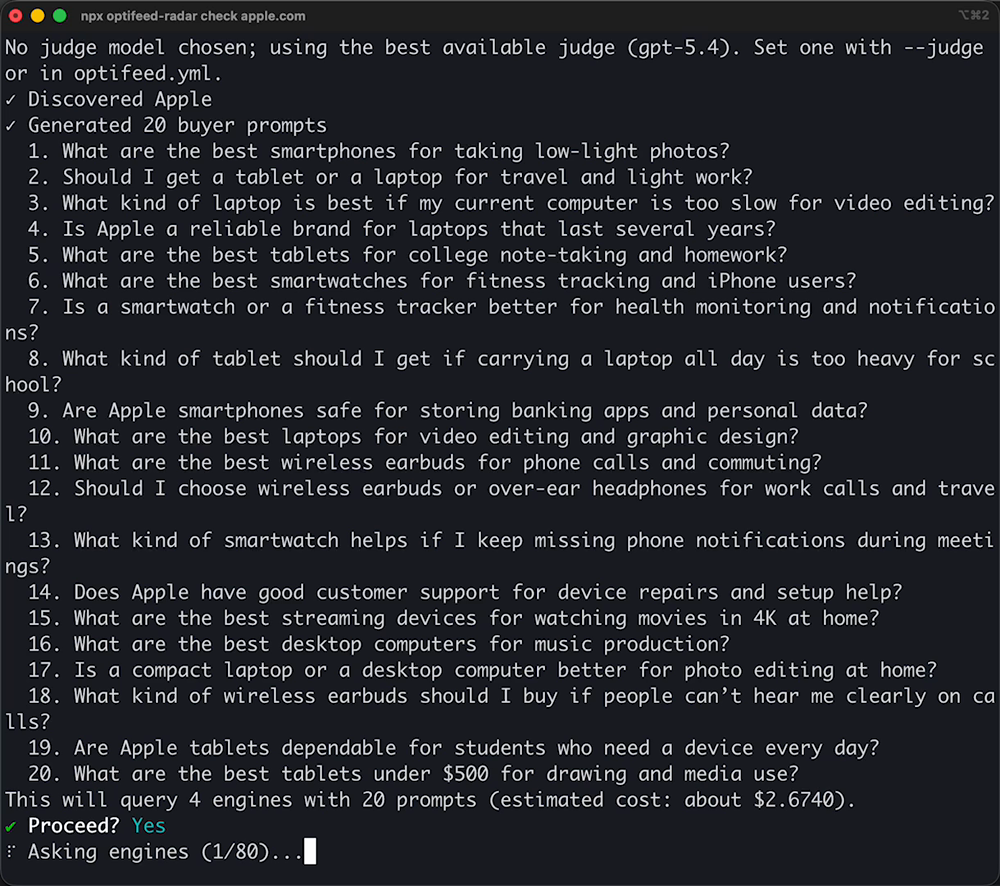 Watch the Optifeed Radar CLI demo