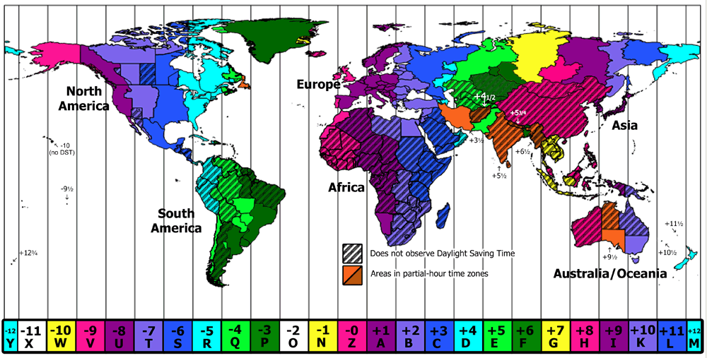 DTG zones displayed across the map with their offsets