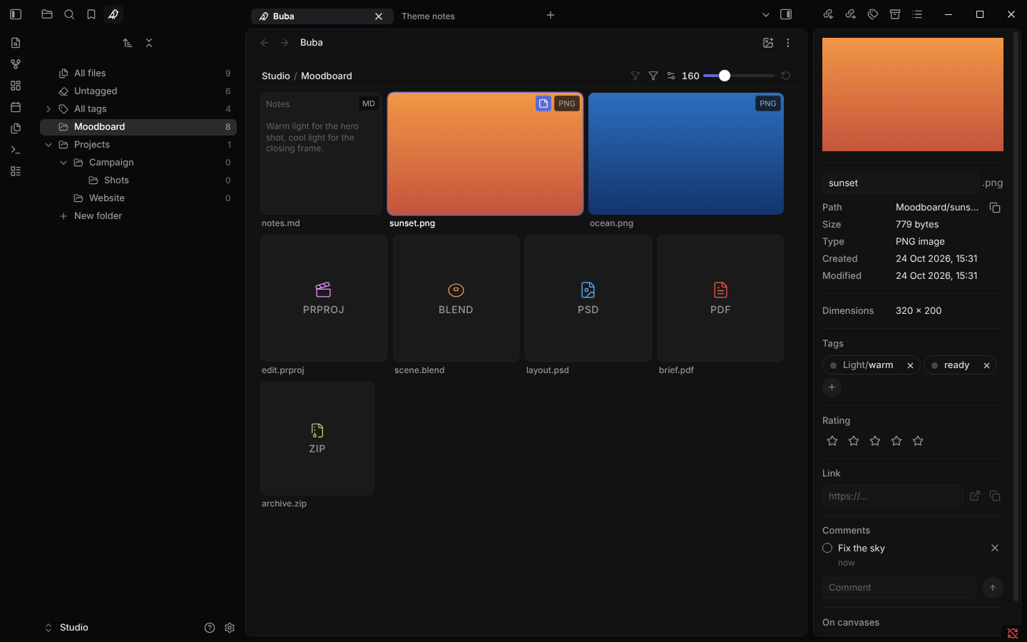 Buba theme with the Buba plugin