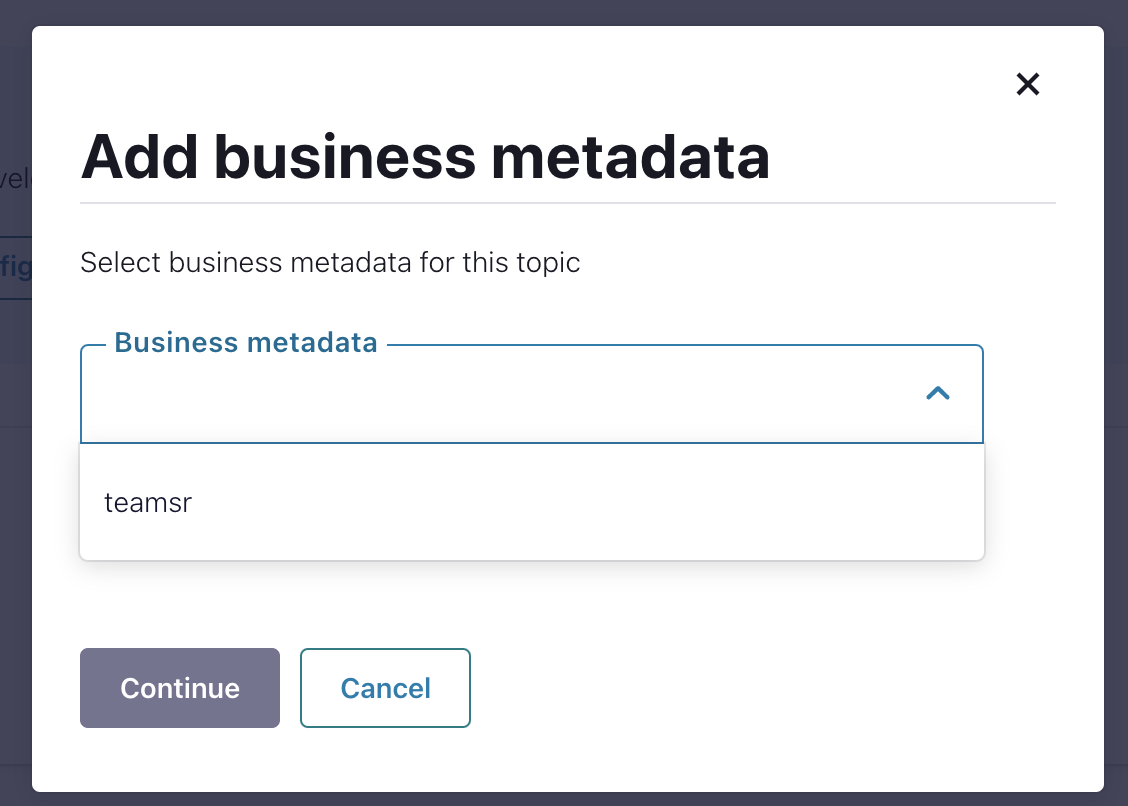 Stream Governance - Business Metadata of Topic cmtest1