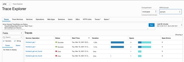 Tracing A Node.js with OCI Application Performance Monitoring and