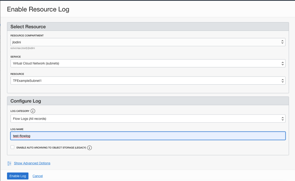 Log Resource Setup