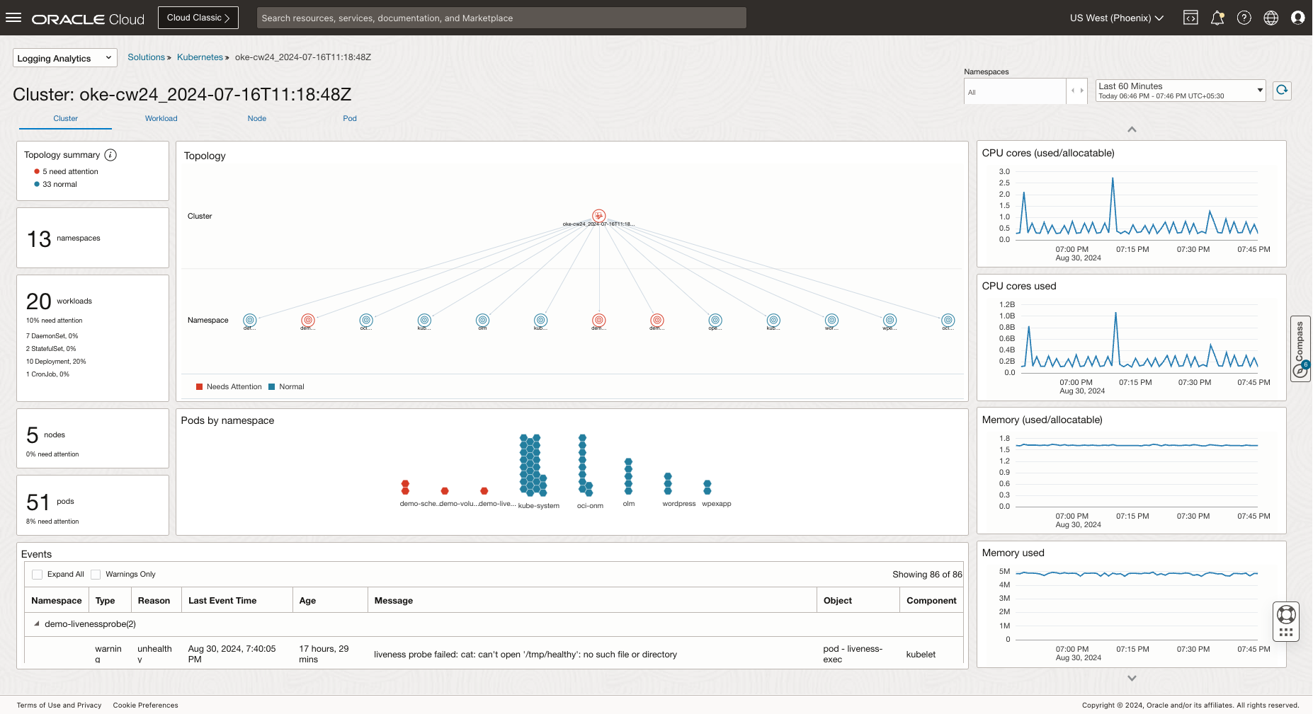 Log Analytics Cluster View