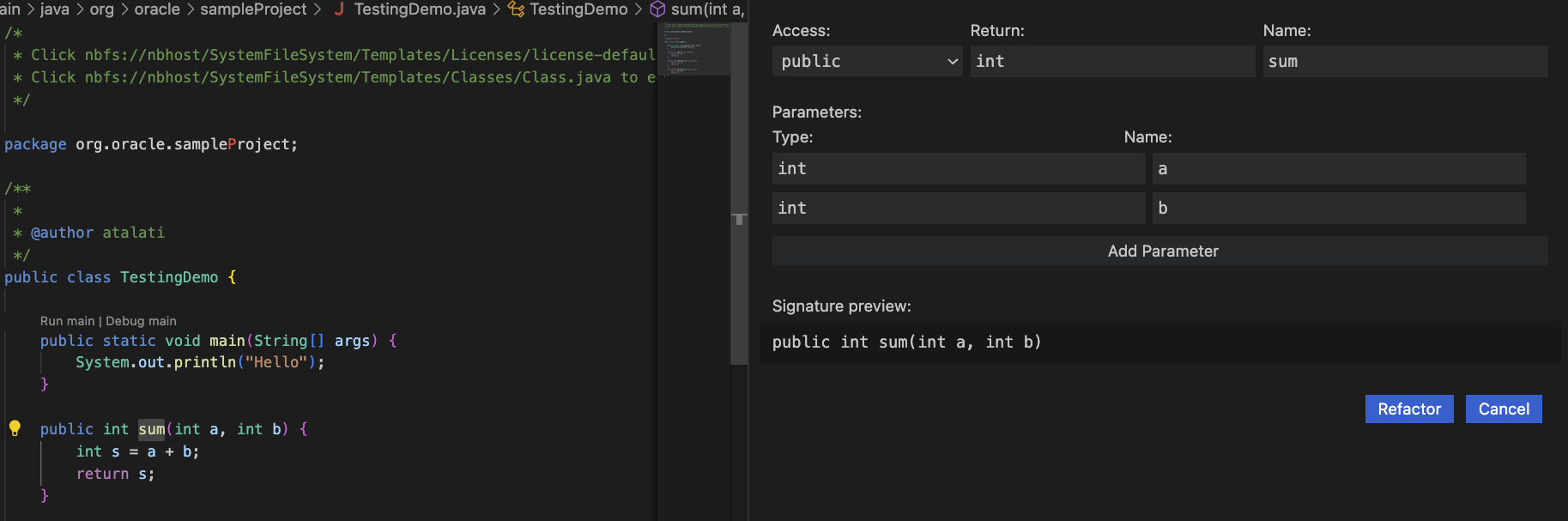 Change method parameters refactoring