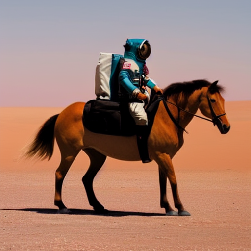 Generated image from the prompt "Wildlife photograph of an astronaut riding a horse in the desert"