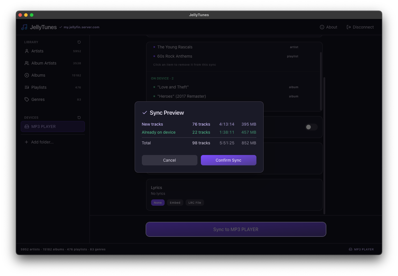 Review the sync preview before syncing