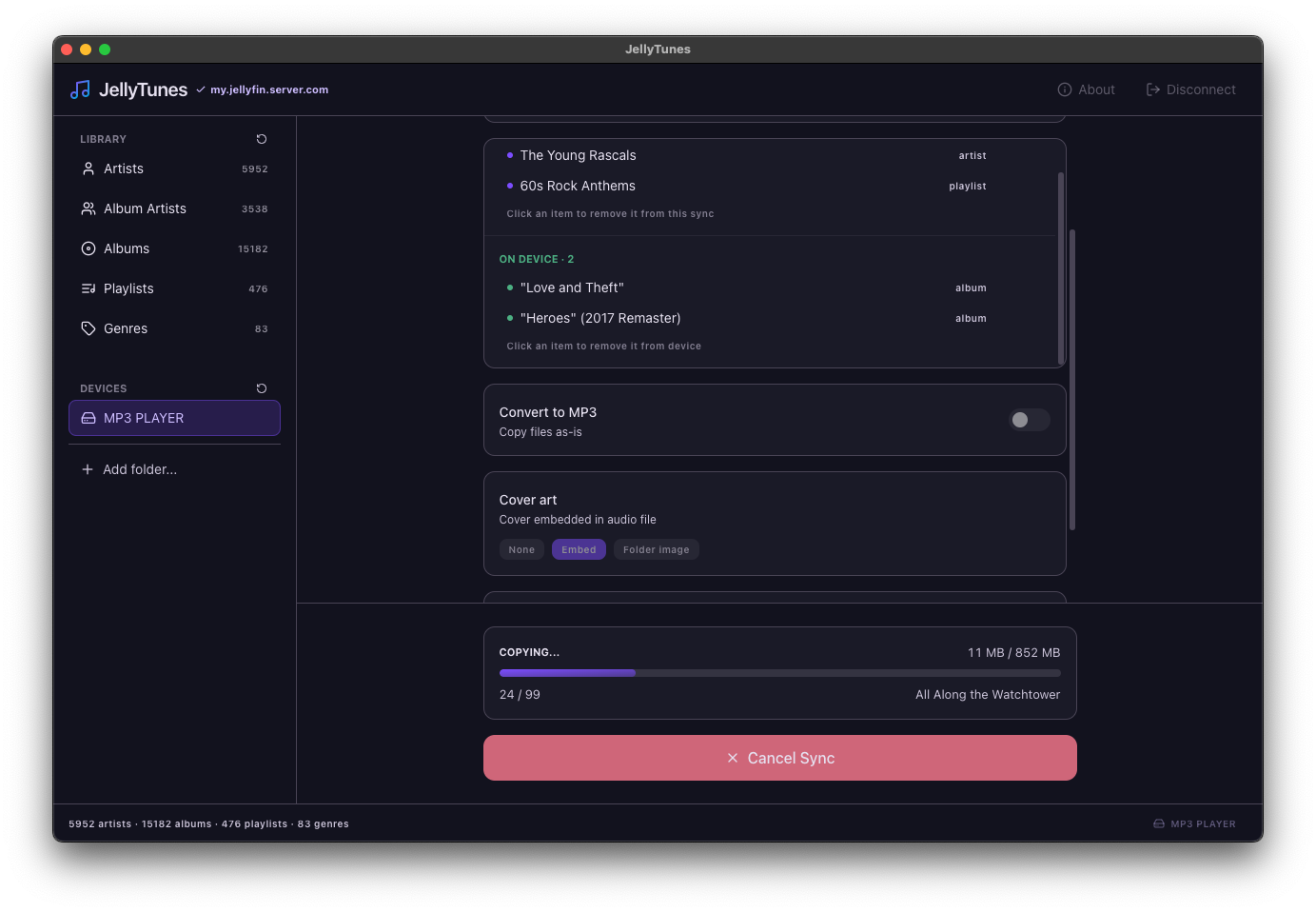 Sync in progress with phase-aware progress