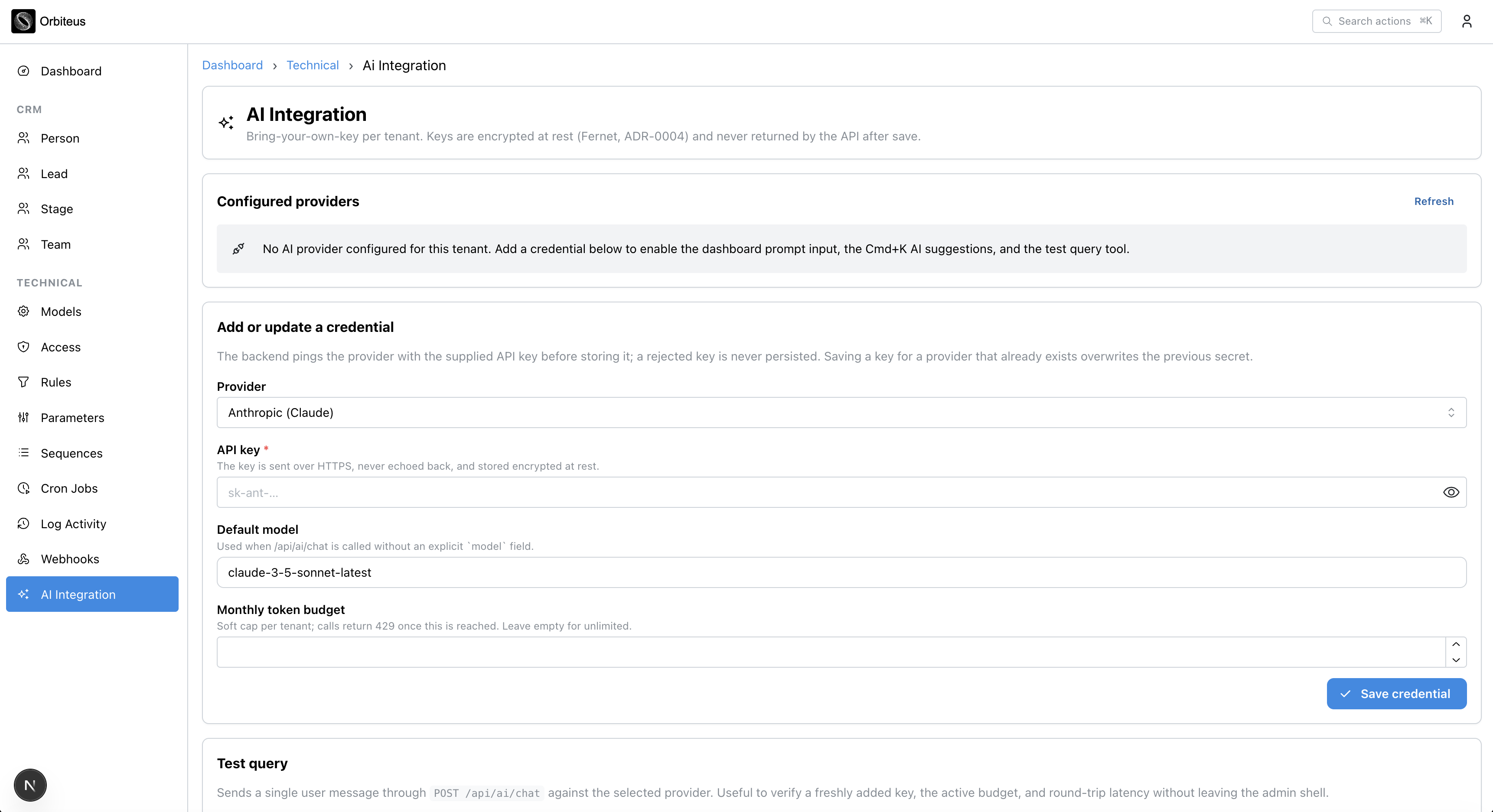 AI integration BYOK