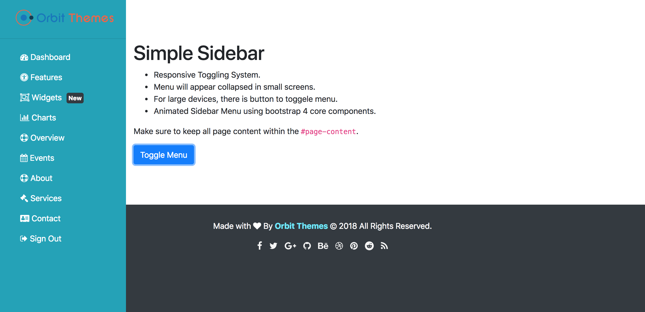Left Sidebar Page Template Preview