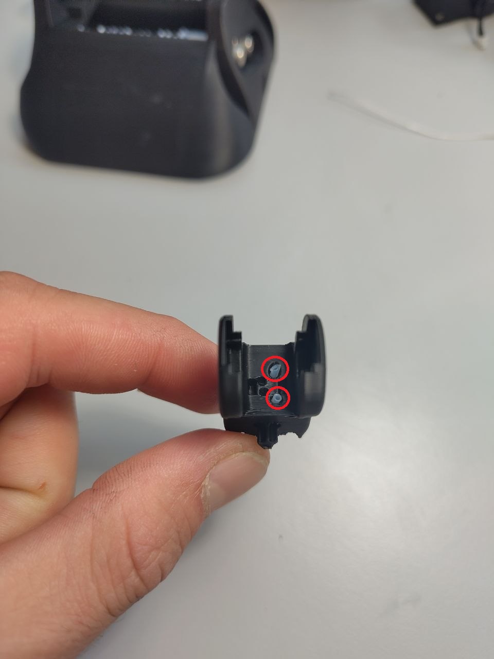 PTFE tubes fitted in the AP, trimmed ~1 mm proud on each side