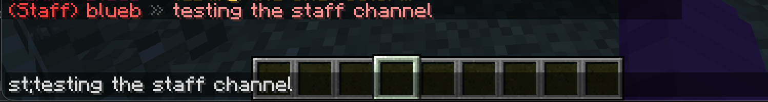 Screenshot showing a chat message in an alternate staff channel