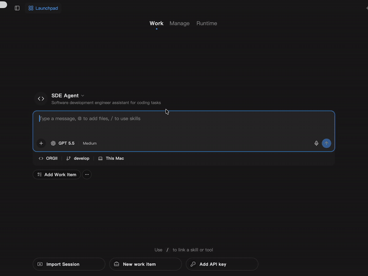 Run agents with the ORG-II Rust harness